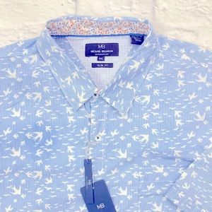 Michael Brandon Shirt Mens Size XXL Slim Fit Short Sleeve NWT Bird Print